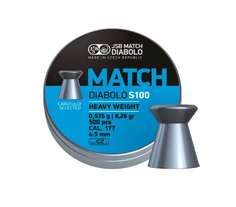 Кулі пневматичні JSB Diabolo Match S 100. Кал. 4.5 мм. Вага - 0.53 г. 500 шт/уп