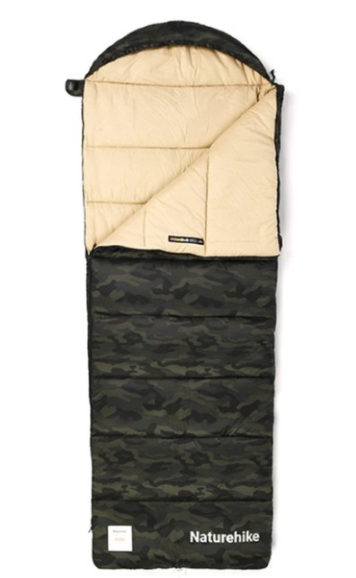 Спальний мішок з капюшоном Naturehike M320 CNK2350WS023, зелений камуфляж, лівий