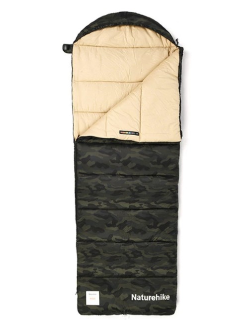 Спальний мішок з капюшоном Naturehike M320 CNK2350WS023, зелений камуфляж, правий
