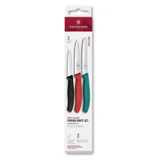 Набір ножів для чищення овочів Victorinox Swiss Classic 3 ножа чорн/черв/зел 6.7116.34C1