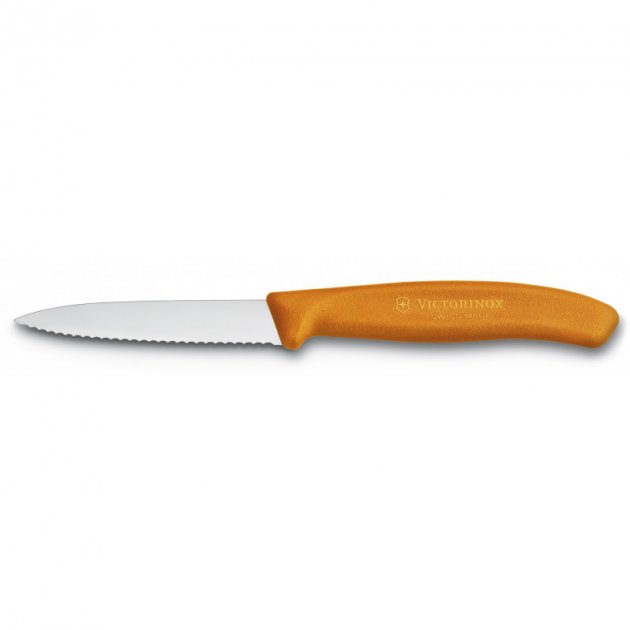Ніж кухонний Victorinox SwissClassic, 8 см, серрейтор, помаранчевий