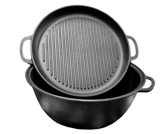 Котел чугунный My-dishes 400мм x 18л татарский (14.4кг) с крышкой-сковородом