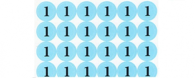 Наліпки на патрони "1" (діам. 18 мм, 54 шт. на аркуші)