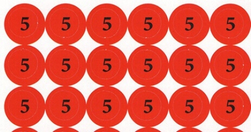 Наліпки на капсуль "5" (діам. 10 мм, 140 шт. на аркуші)