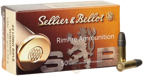 Набій Sellier & Bellot Subsonic кал. 22 LR куля LRN маса 2,56 г/40 гран