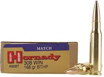 Патрон Hornady Match кал .308 Win пуля BTHP масса 168 гр (10.9 г)