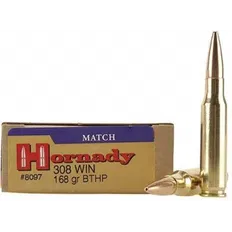 Набій Hornady Match кал .308 Win куля BTHP маса 168 гр (10.9 г)