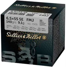 Набій Sellier & Bellot кал. 6,5x55 куля FMJ маса 9,1 г/140 гран