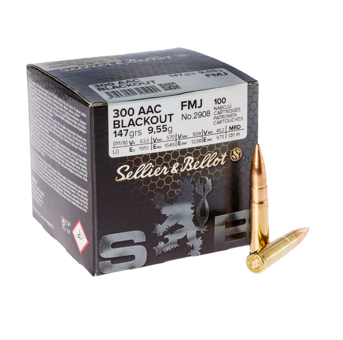 Патрон Sellier & Bellot кал .300 AAC Blackout куля FMJ маса 9.5 г/147 гр Фото 1