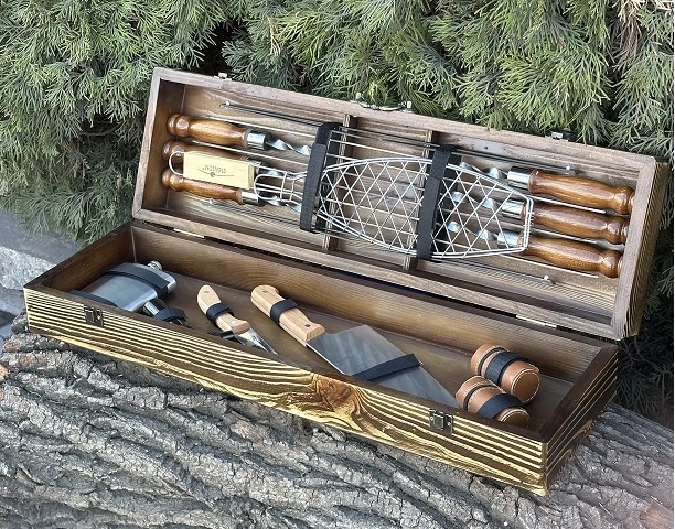Подарунковий набір шампурів Mzavod Майстер BBQ світла текстура Фото 3