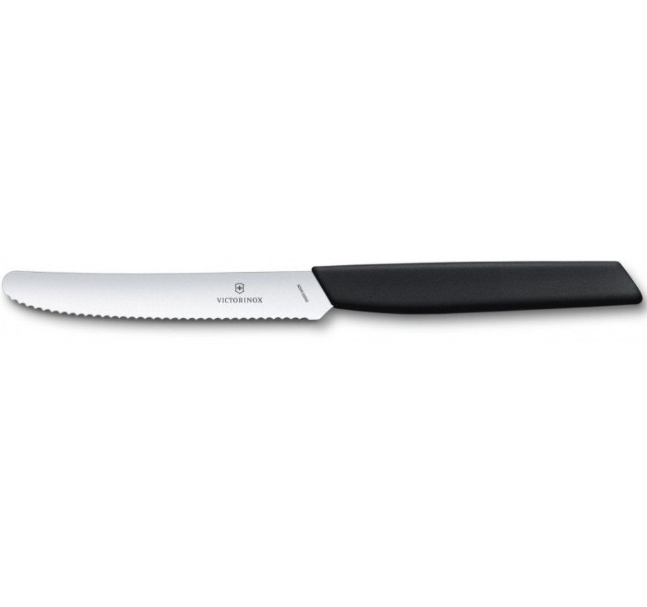 Ніж для томатів Victorinox SWISS MODERN Tomato&Sausage 11см хвиль чорний 6.9003.11W Фото 1