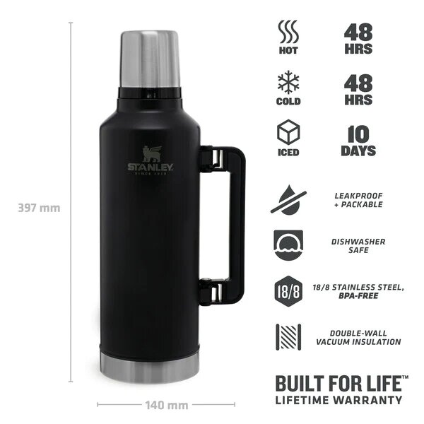 Термос Stanley Legendary Classic Matte Black 2.3 л Фото 2