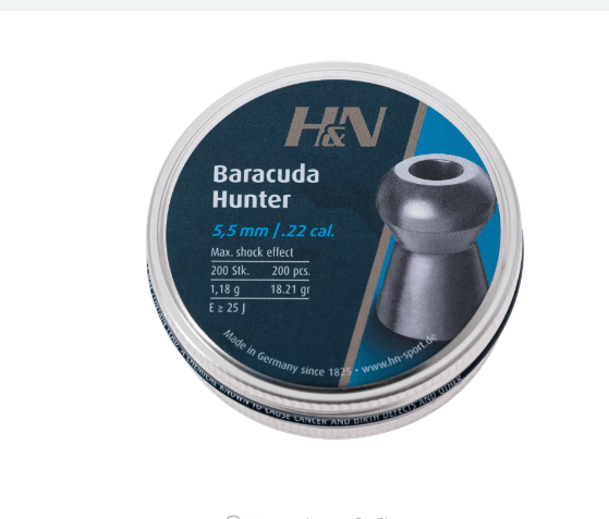 Пули пневматические H&N Baracuda Hunter. Кол. 5.5 мм. Вес – 1.18 г. 200 шт/у Фото 1