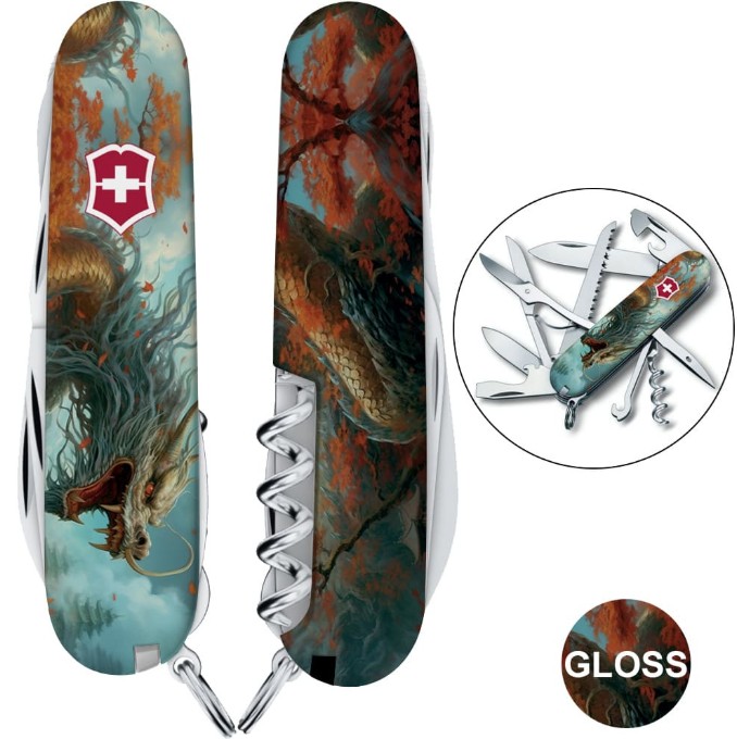 Складаний ніж Victorinox HUNTSMAN ZODIAC Бойовий дракон 1.3713.7.Z3230p Фото 1