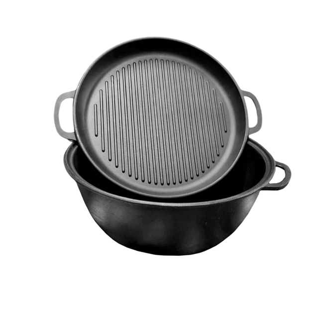 Котел чугунный My-dishes 400мм x 18л татарский с крышкой-сковородом Фото 1
