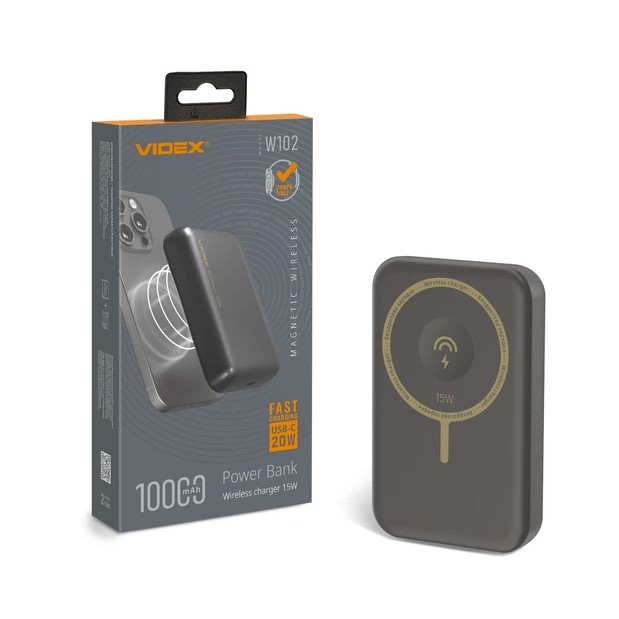 Повербанк с беспроводной зарядкой 10000mAh VIDEX VPB-W102 PD20W Фото 1