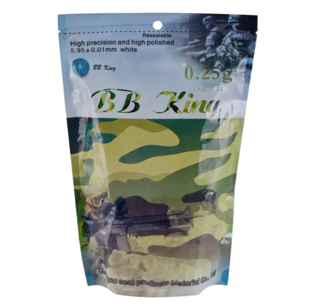 Страйкбольні кульки BB King Normal 6 мм 0.25 г, 1kg White Фото 1